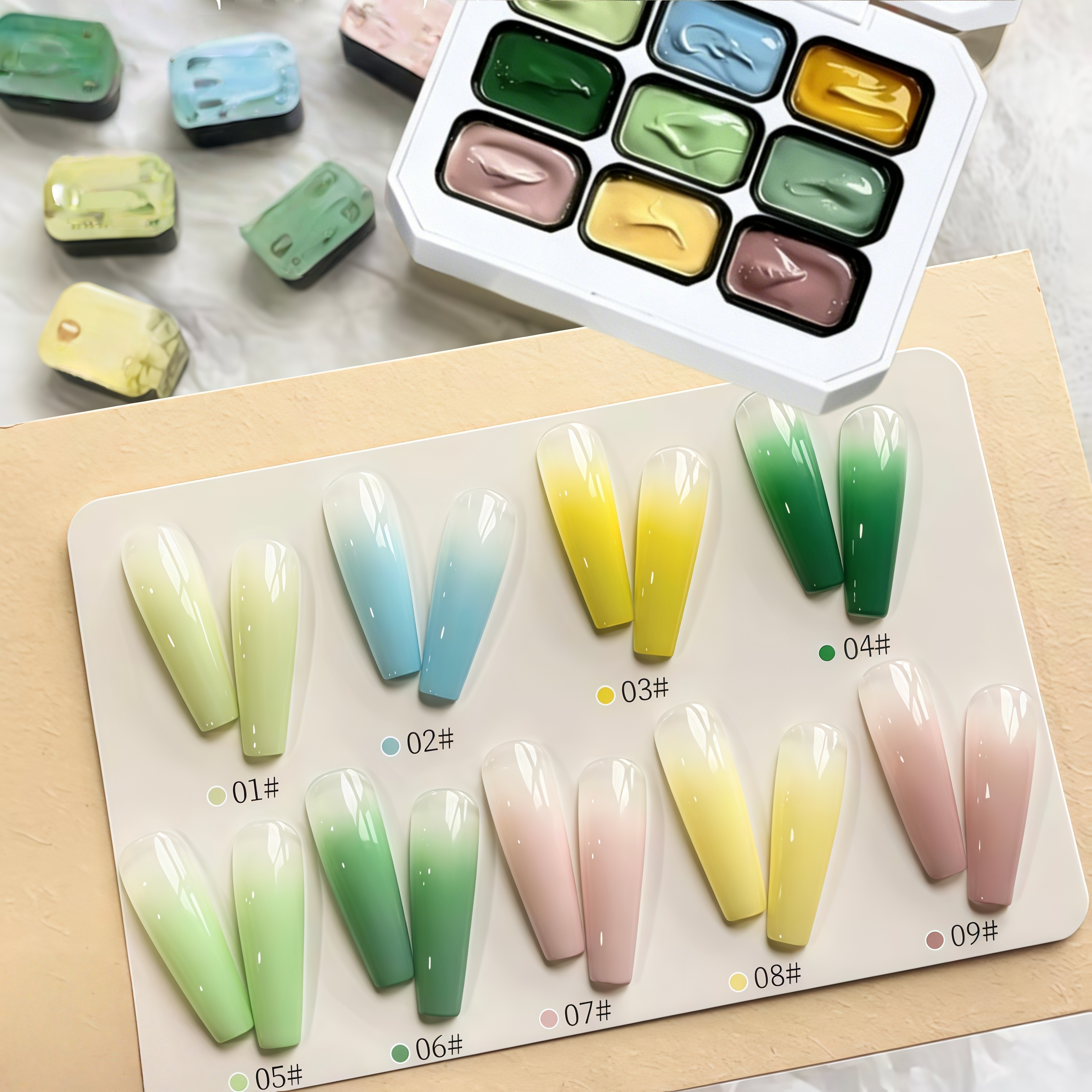 Resin Art Gel - 9-color solid nail polish,Bean paste red,
