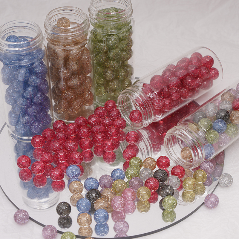 Resin Art Gift Ideas - 8/10mm Resins Round Shaped Beads Glitter