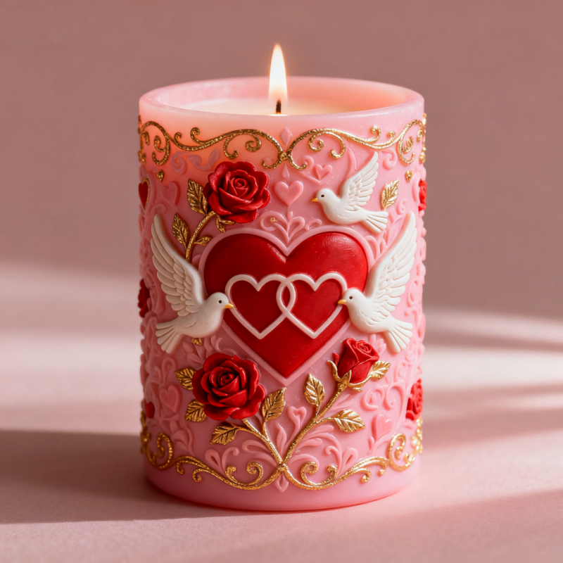 Resin Art And Design - Double Heart Connected White Dove Embossed