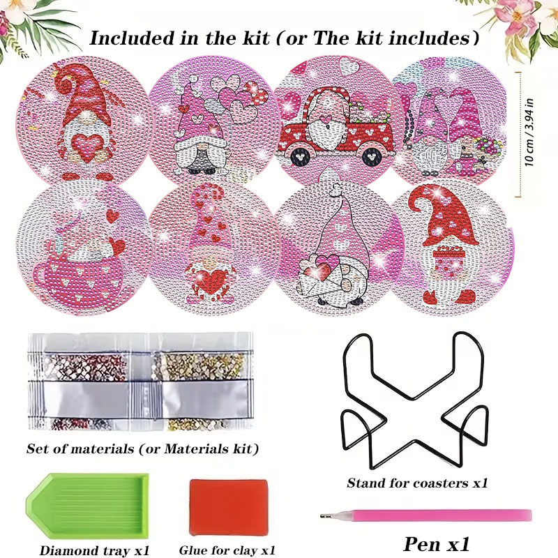 Resin Art Kit For Beginners - 8PCS Valentine's Day Gnome Diamond Painting