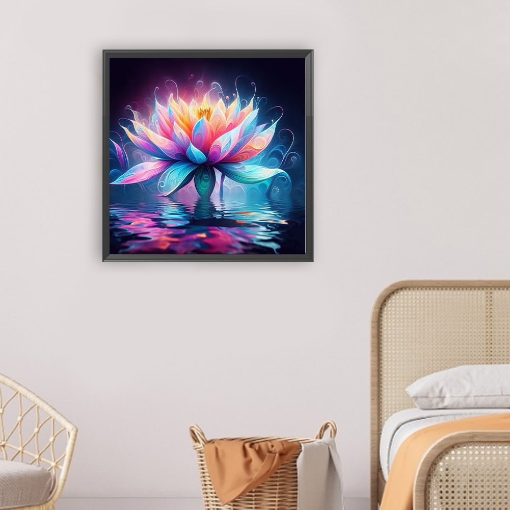Resin Art Painting - Diamond Painting Family Colorful Lotus 5D