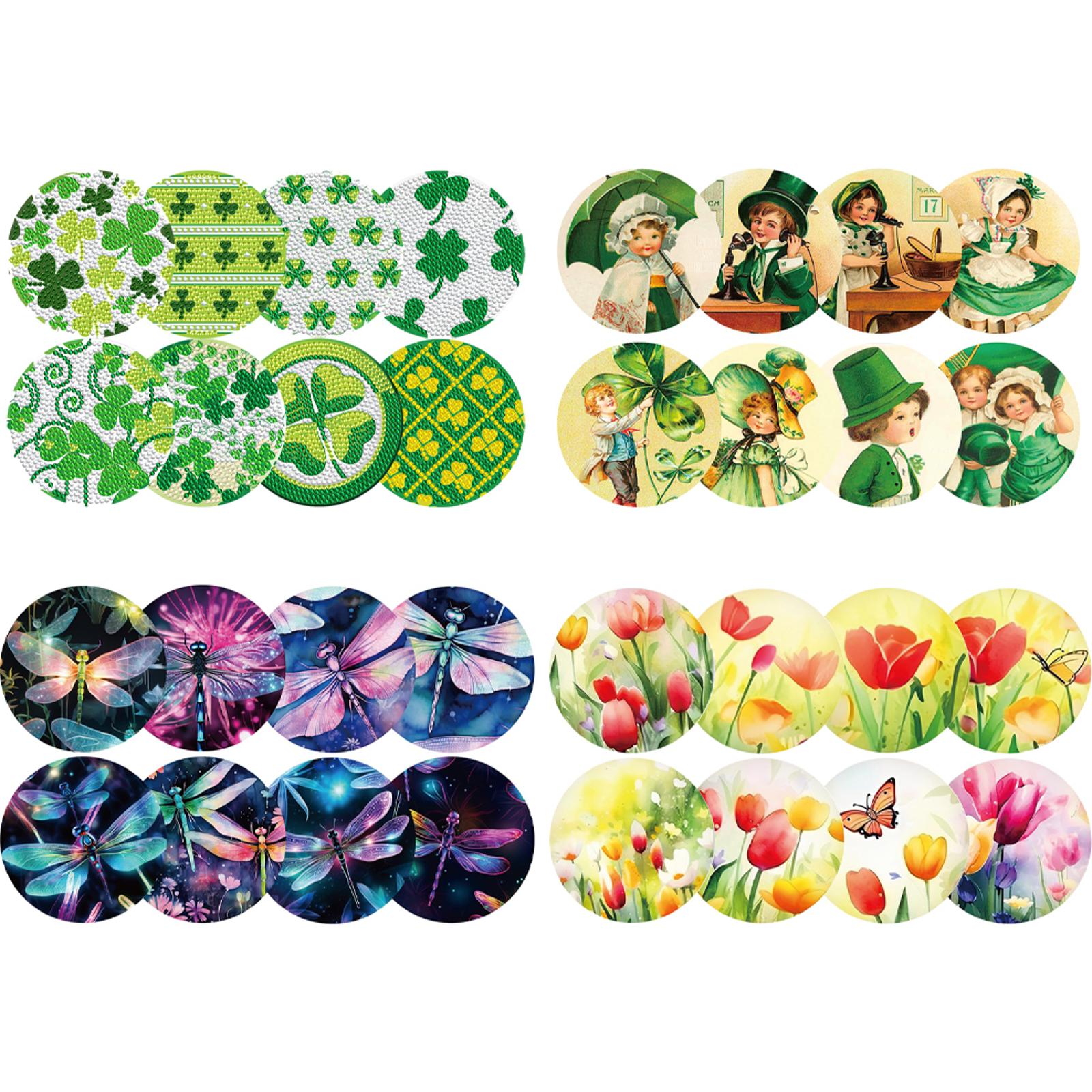 Resin Art Painting - 8PCS Full Drill Diamond Coaster Tulip