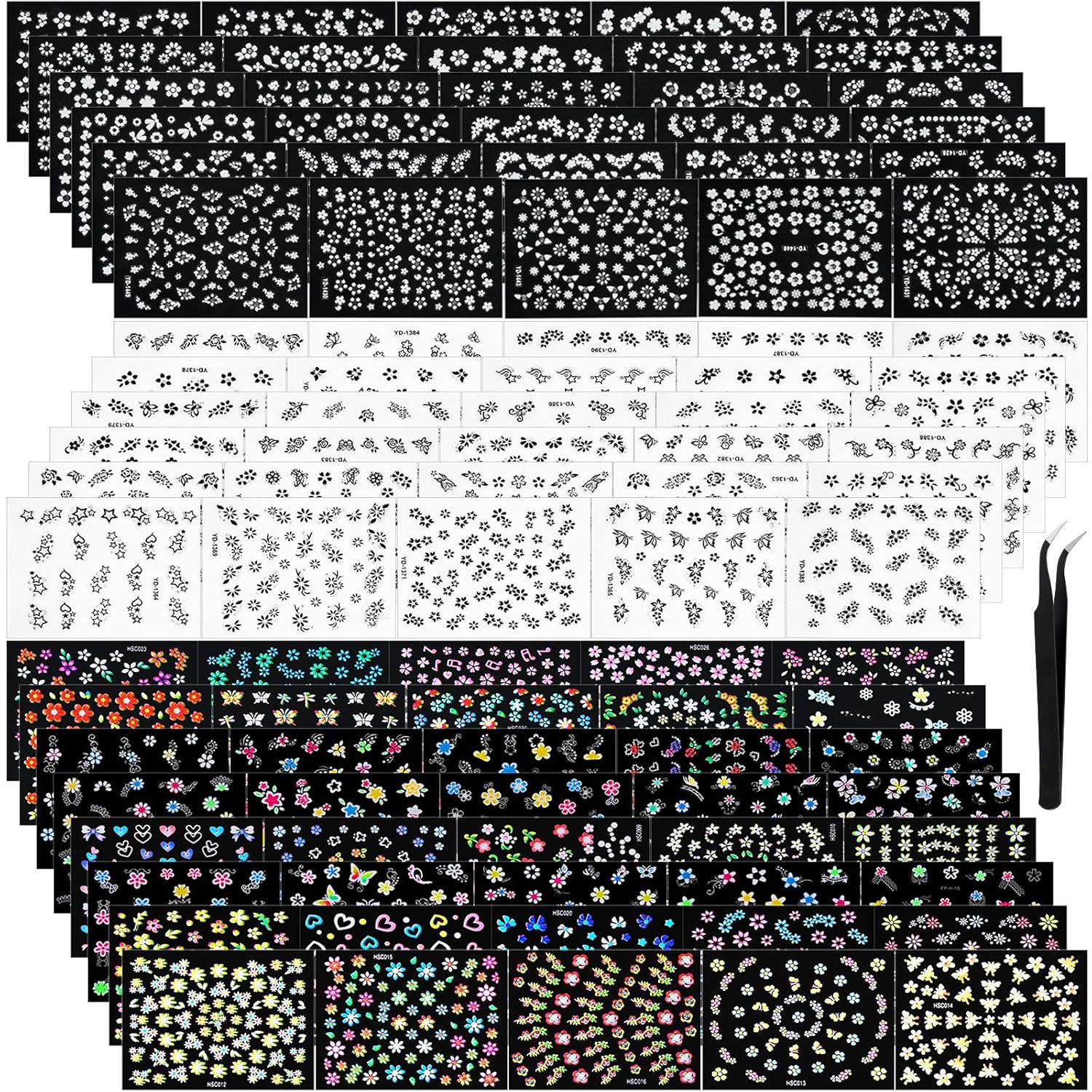 Resin Art Design Images - 5000 Pcs 3D Flower Nail Stickers,