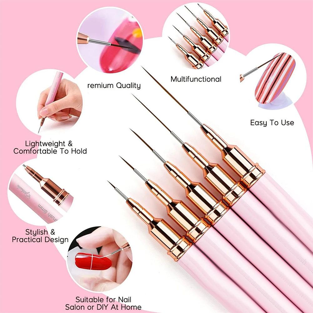 Resin Art Gel - 5pcs Nail Art Liner Brush Set
