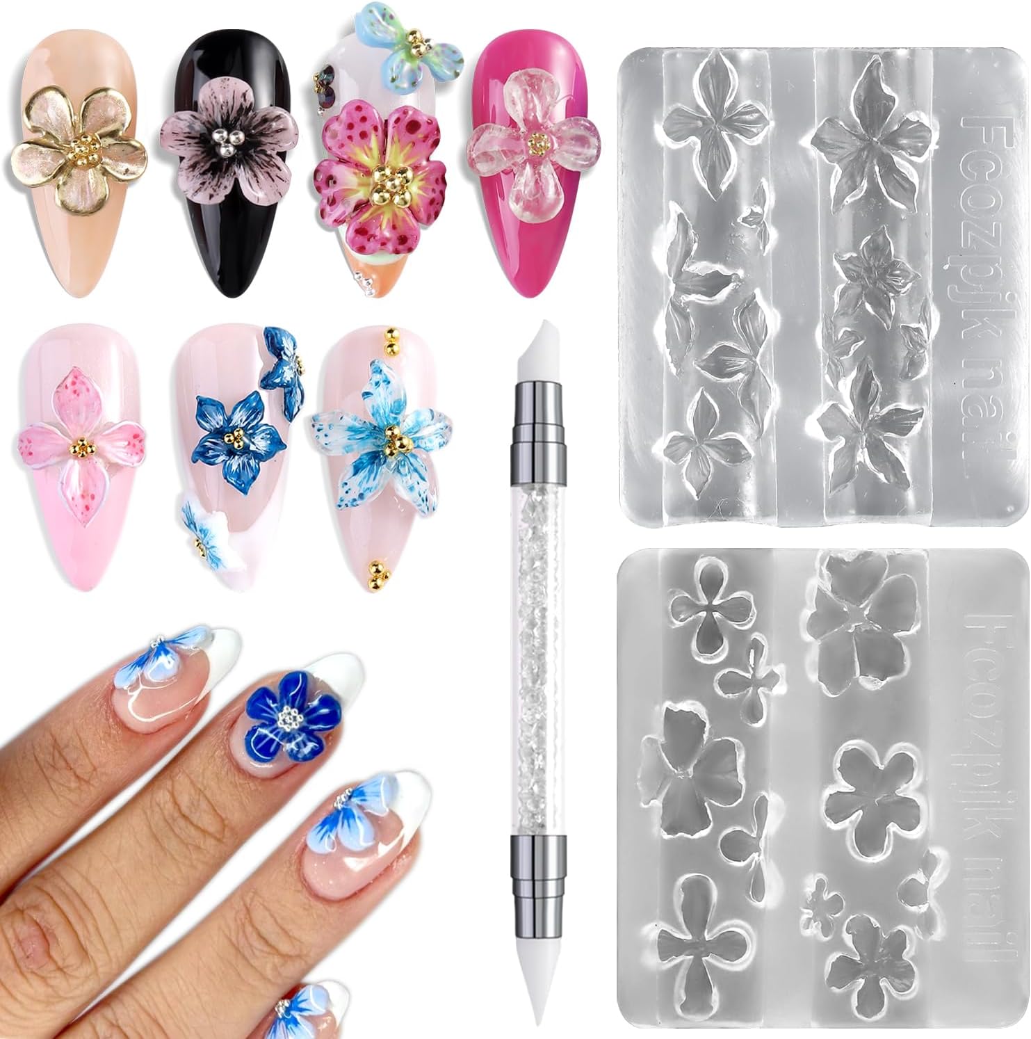 Resin Art Design Images - Silicone Nail Art Molds, 2PCS 3D