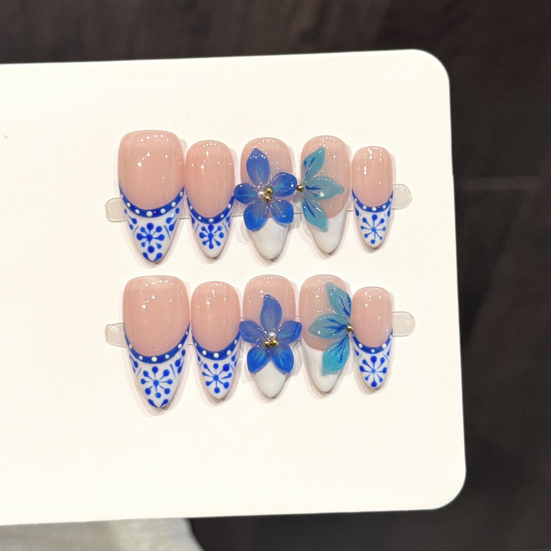 Resin Art Flower - 10pcs Pure Hand Pressed Almond Nail
