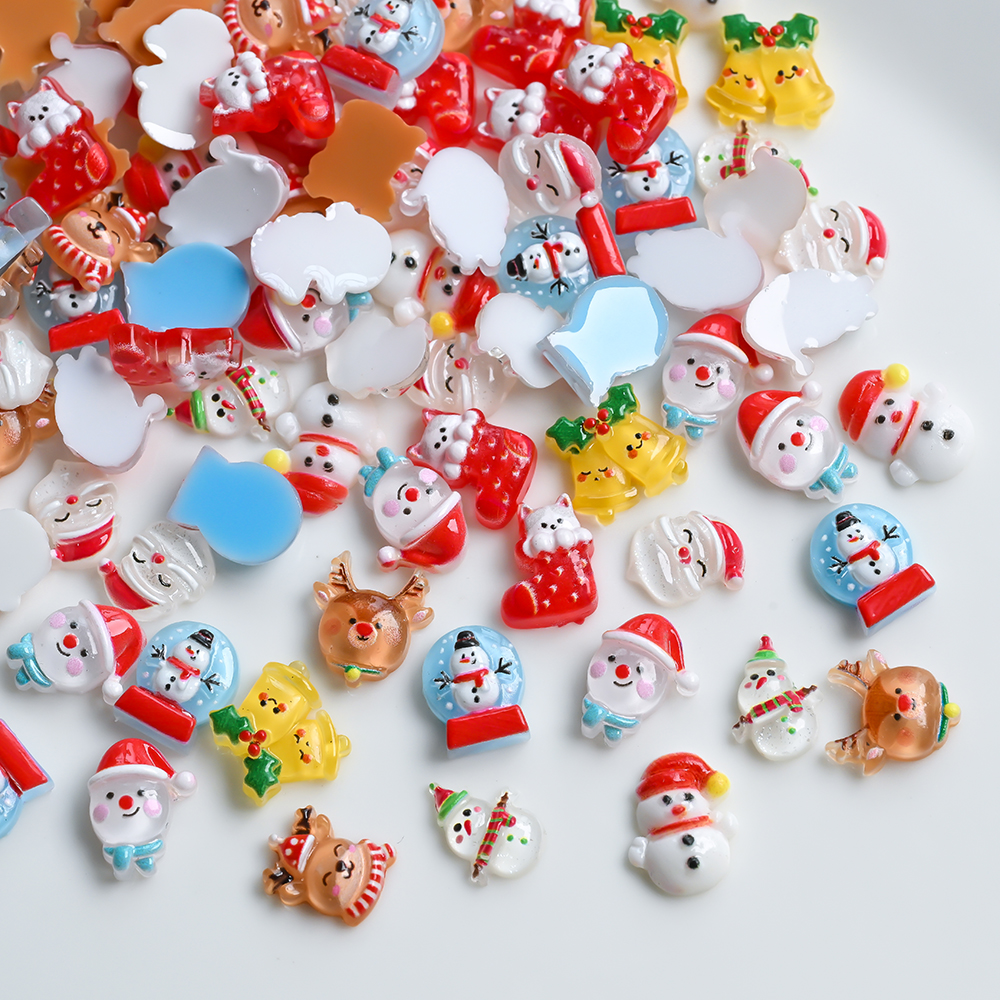 Xmas Resin Art - 50pcs/bag 3D Resin Christmas Nail Charms