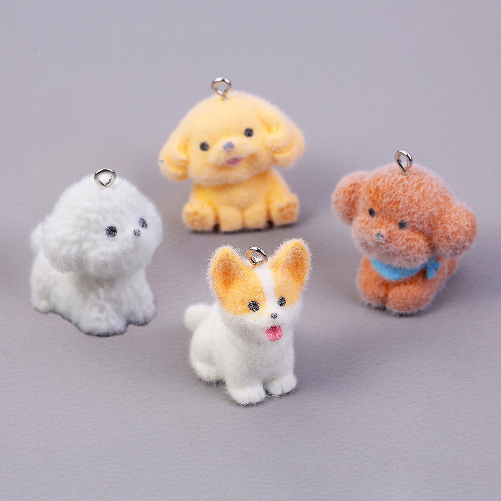 Resin Art Gift Ideas - 10pcs Flocking Puppy Dog Resin Charms