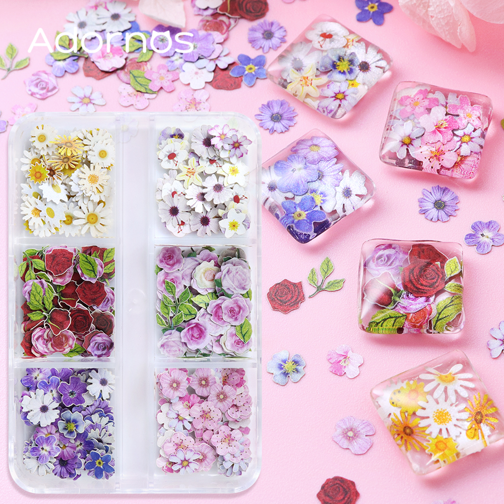 Resin Art And Wood - 6 Grids Flowers Wood Pulp Chips