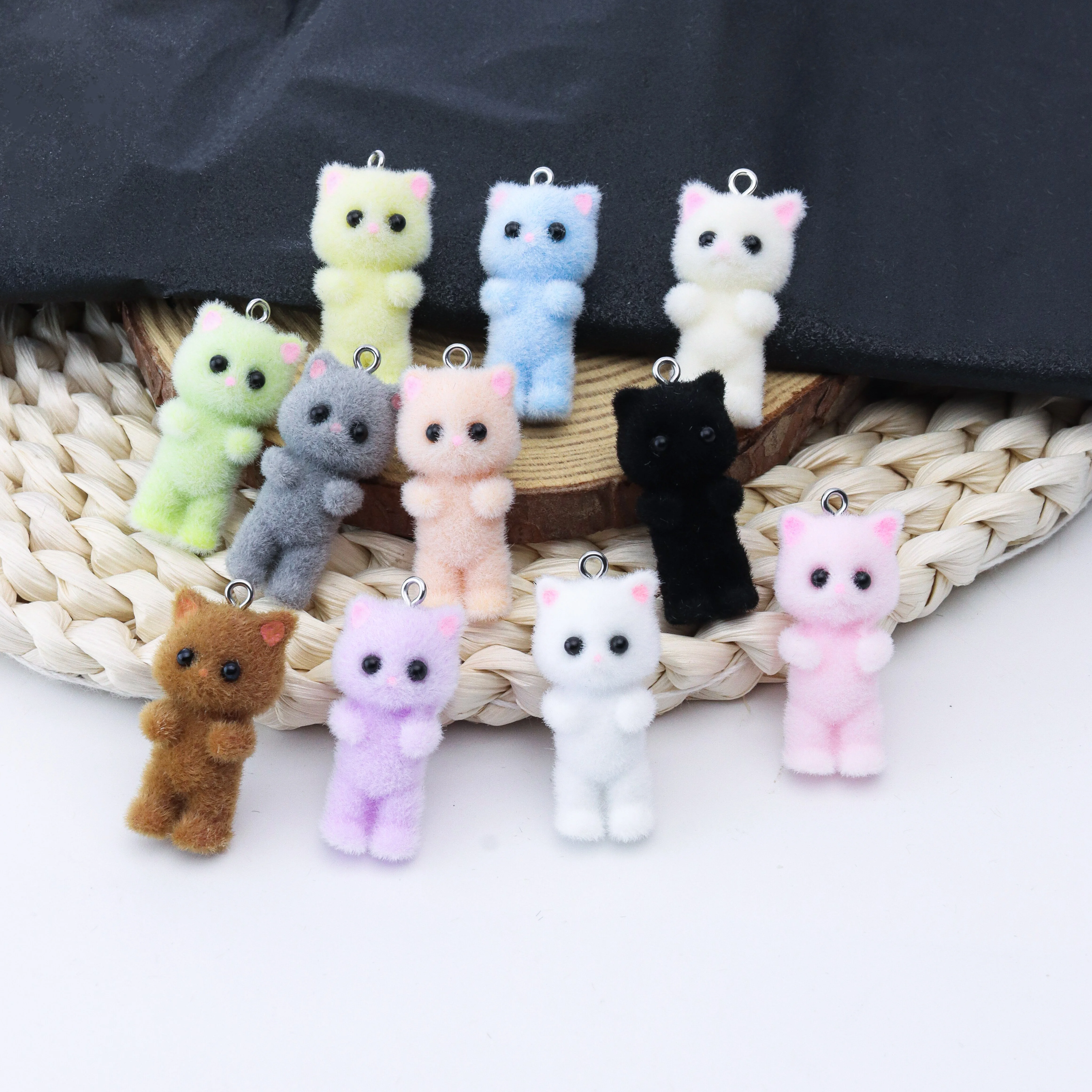 Resin Art Craft - 33PCS Cat Pendant Kawaii 3D Fluffy
