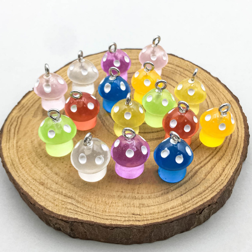 Resin Art Gift Ideas - 16pcs Luminous Mushroom Charms Resin Pendants