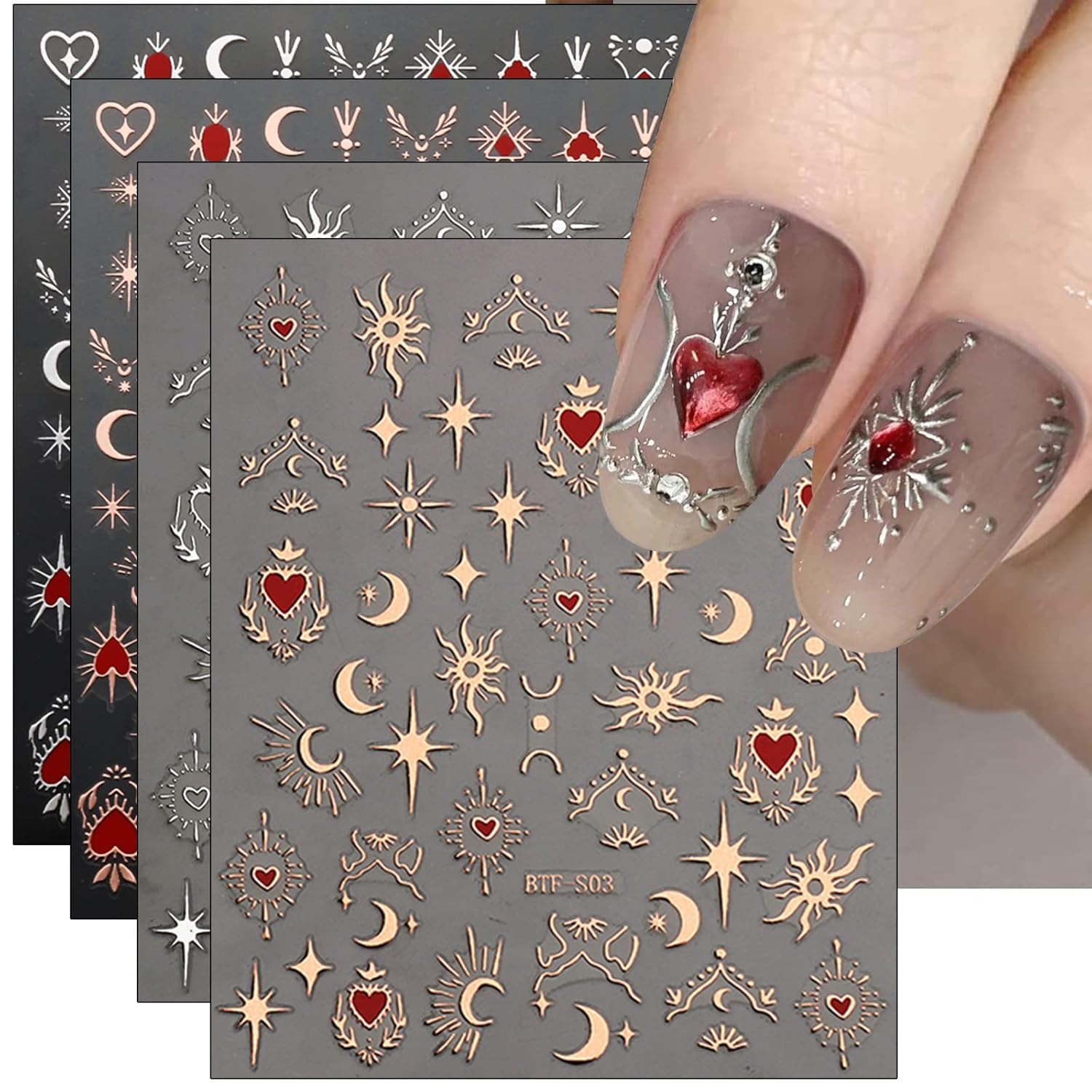 Resin Art Design Images - 9 Sheets Moon Star Nail Art