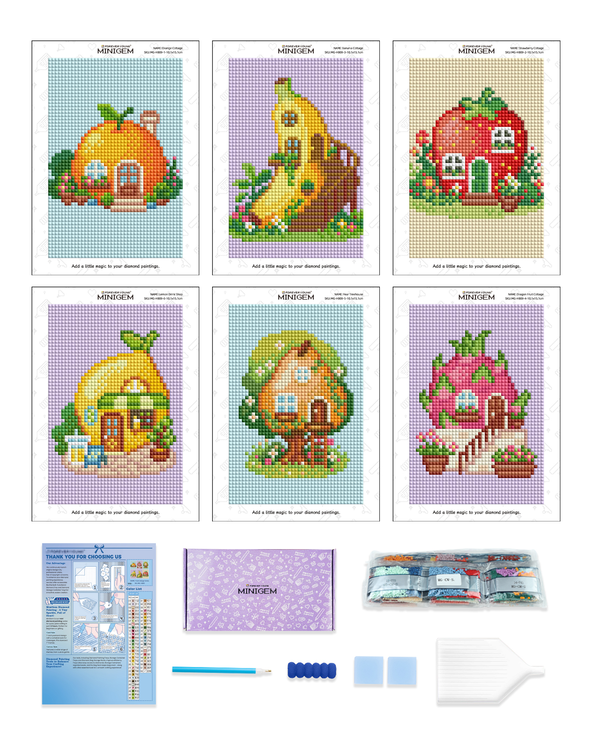Resin Art Painting - Forever Young Minigem 6PCS Fruit Cottage