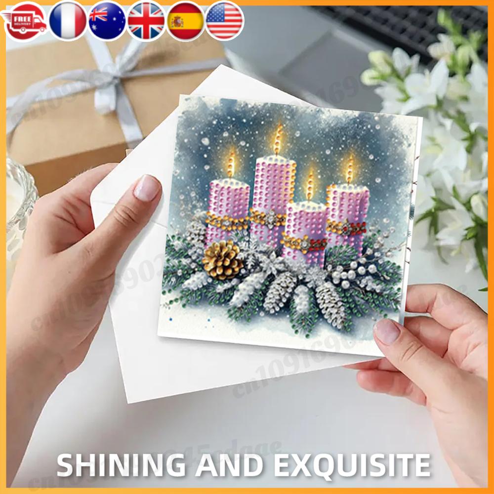 Xmas Resin Art - 6pcs DIY Diamond Painting Greeting Card