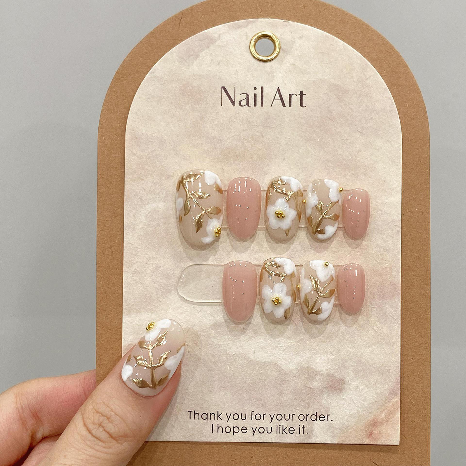 Handmade Press on Nails with W - огляд і ціна Resin Art Flower