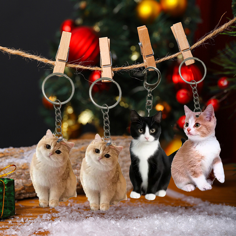 Black And White Cat Keychain 2 - огляд і ціна Resin Art Keychain Design
