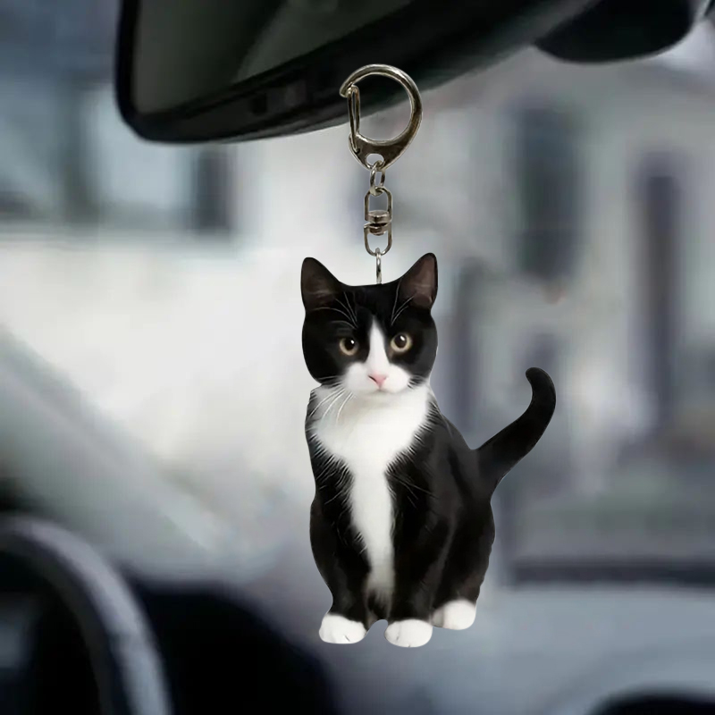 Black And White Cat Keychain 2 - огляд і ціна Resin Art Keychain Design