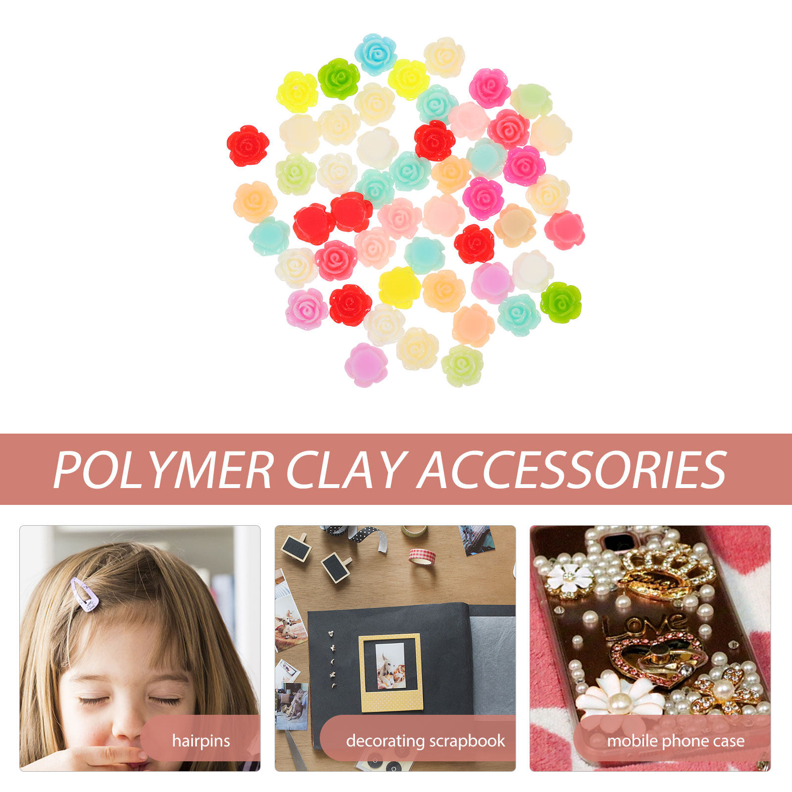 50Pcs Stereo Resin Rose Orname - огляд і ціна Resin Art And Jewelry
