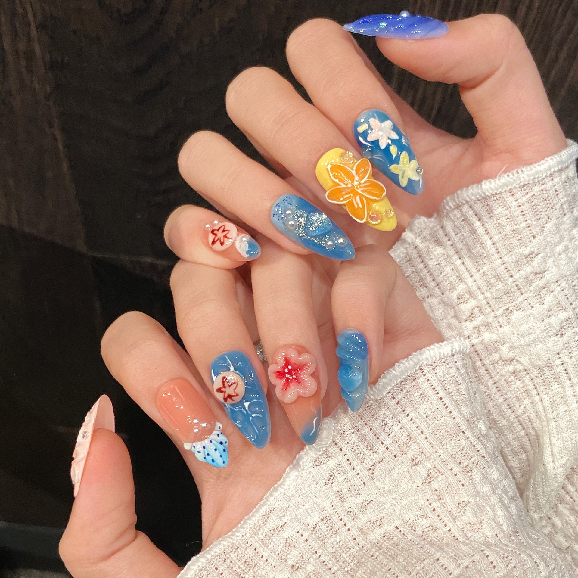 10pcs Pure Hand Pressed Almond - огляд і ціна Resin Art Flower