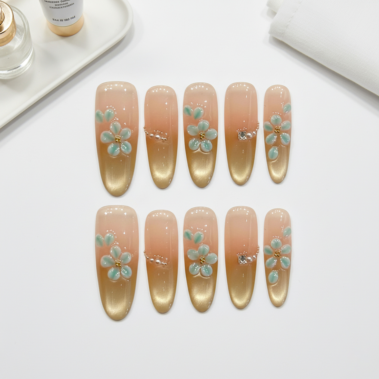 Handmade Fake Nails 10pcs Wear - огляд і ціна Resin Art Flower