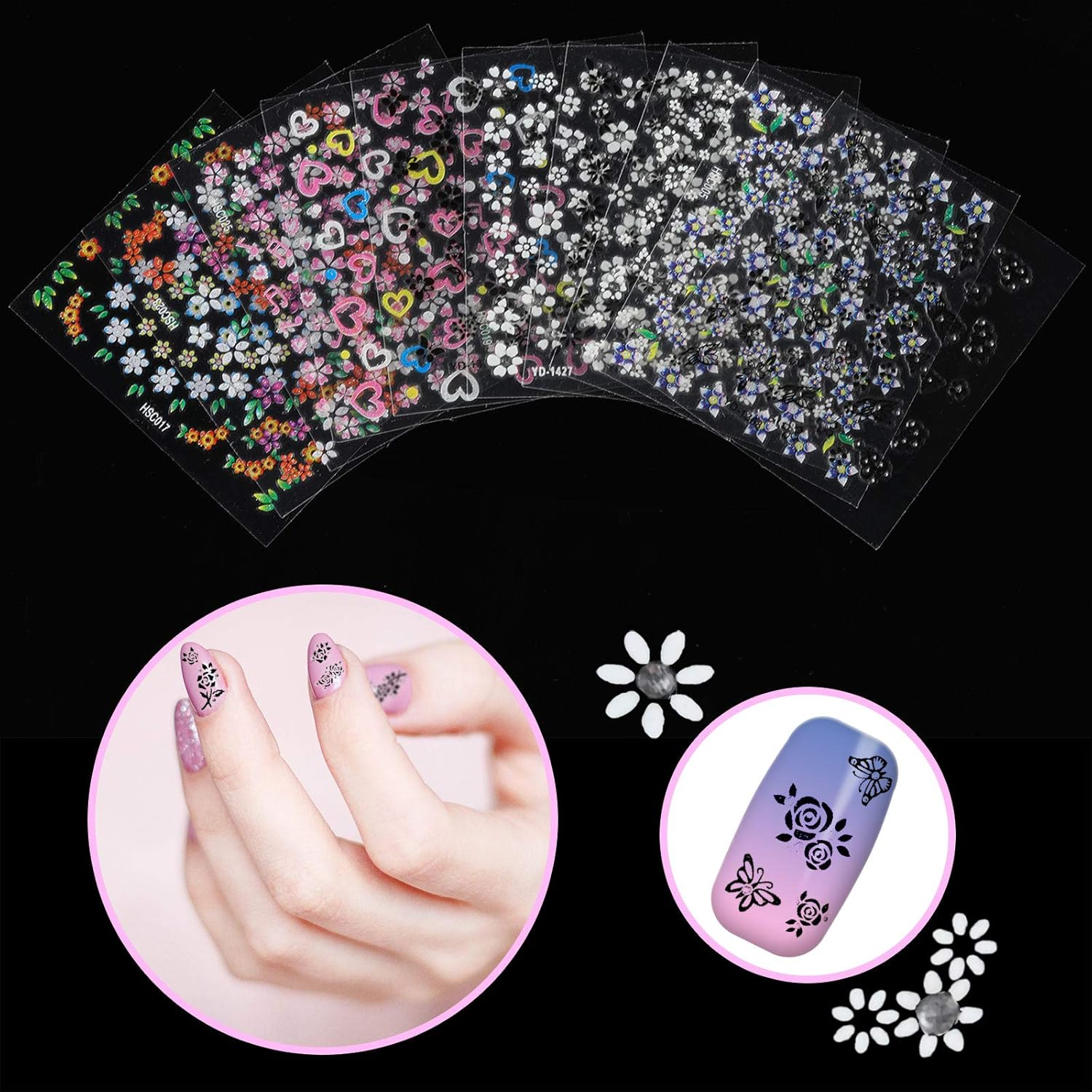 5000 Pcs 3D Flower Nail Sticke - огляд і ціна Resin Art Design Images