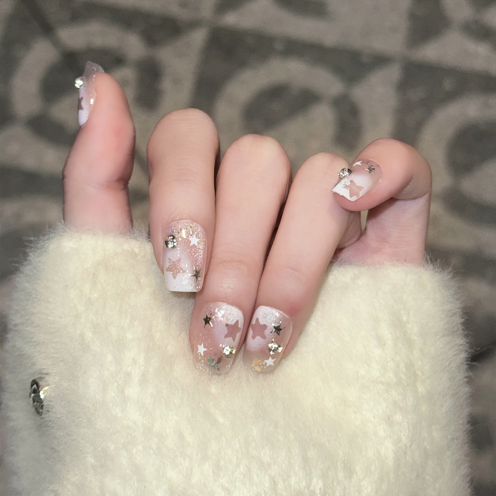 10PCS Short Square Fake Nails  - огляд і ціна Resin Art Flower