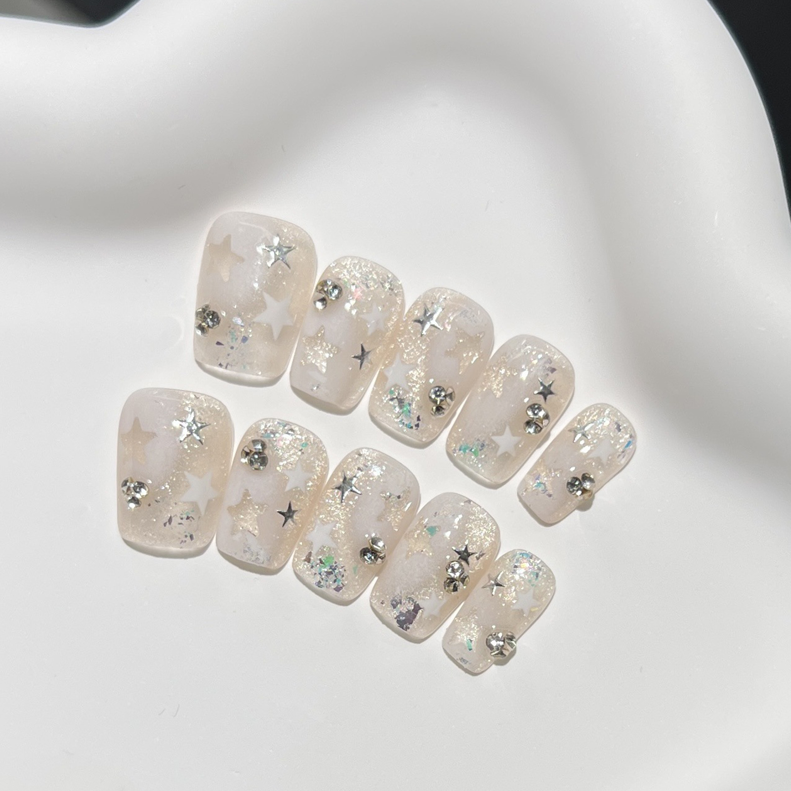 10PCS Short Square Fake Nails  - огляд і ціна Resin Art Flower