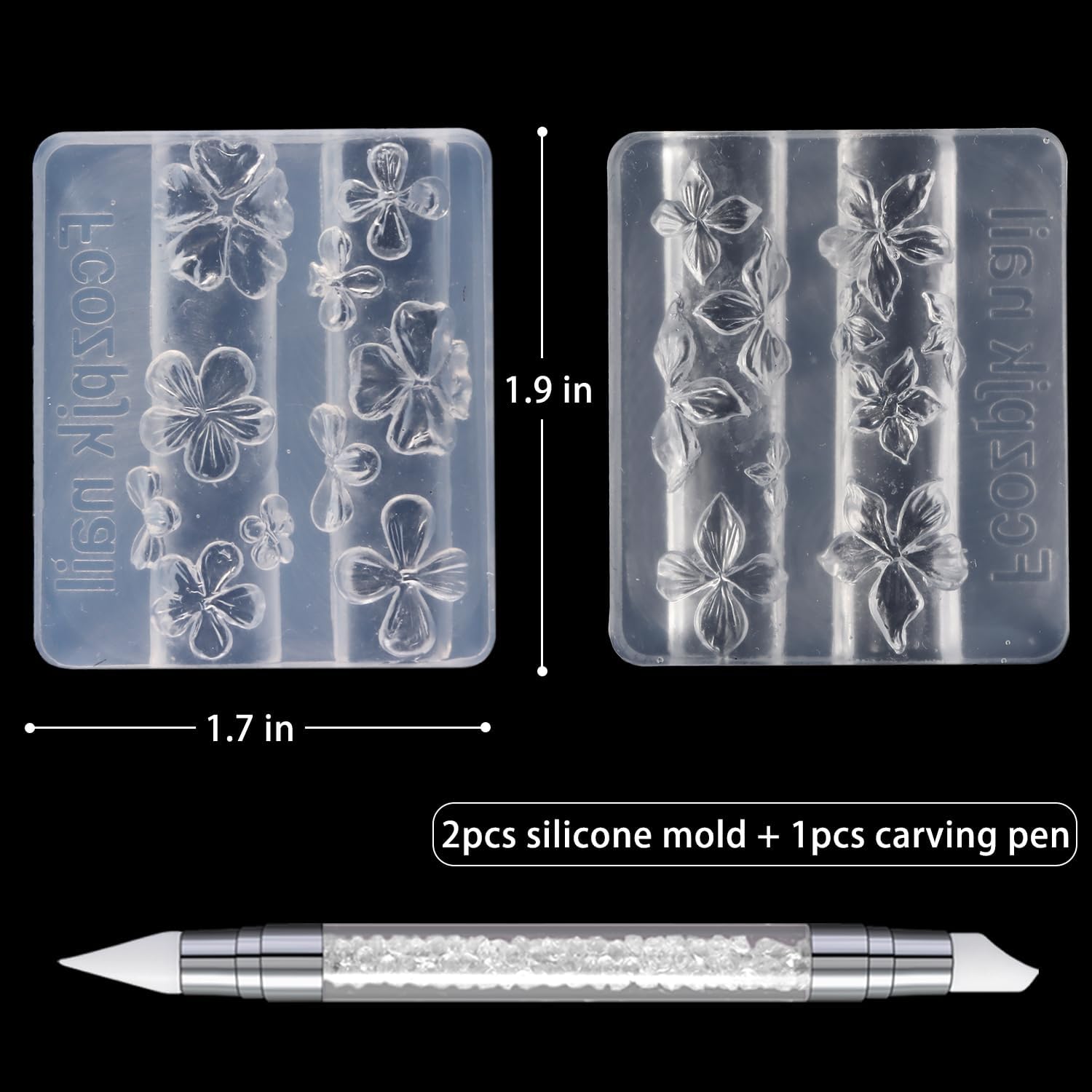Silicone Nail Art Molds, 2PCS  - огляд і ціна Resin Art Design Images