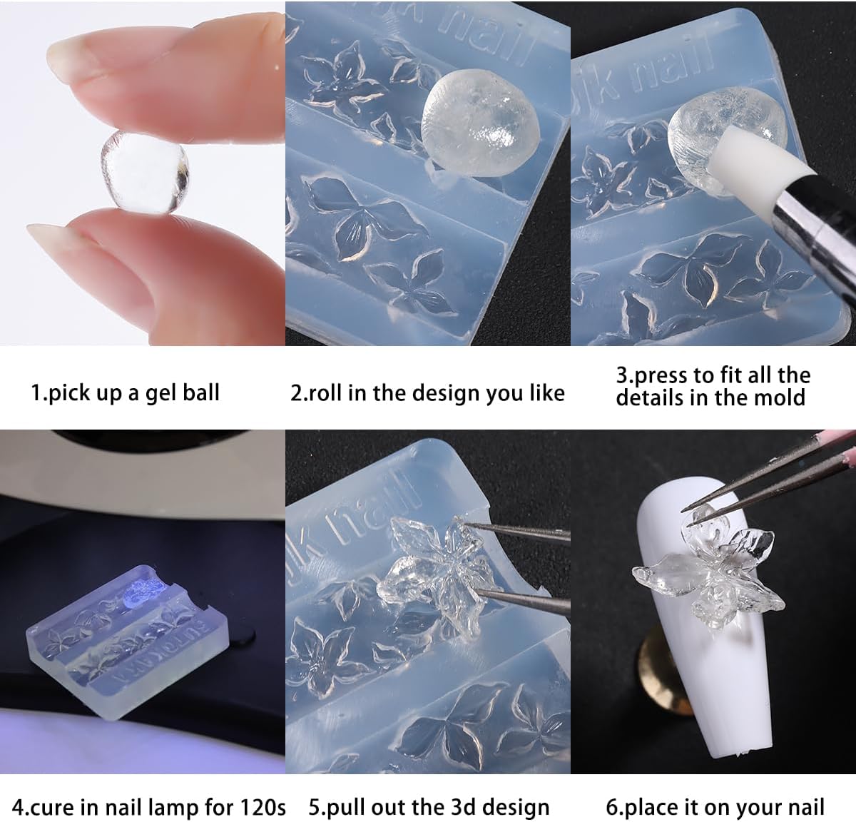 Silicone Nail Art Molds, 2PCS  - огляд і ціна Resin Art Design Images