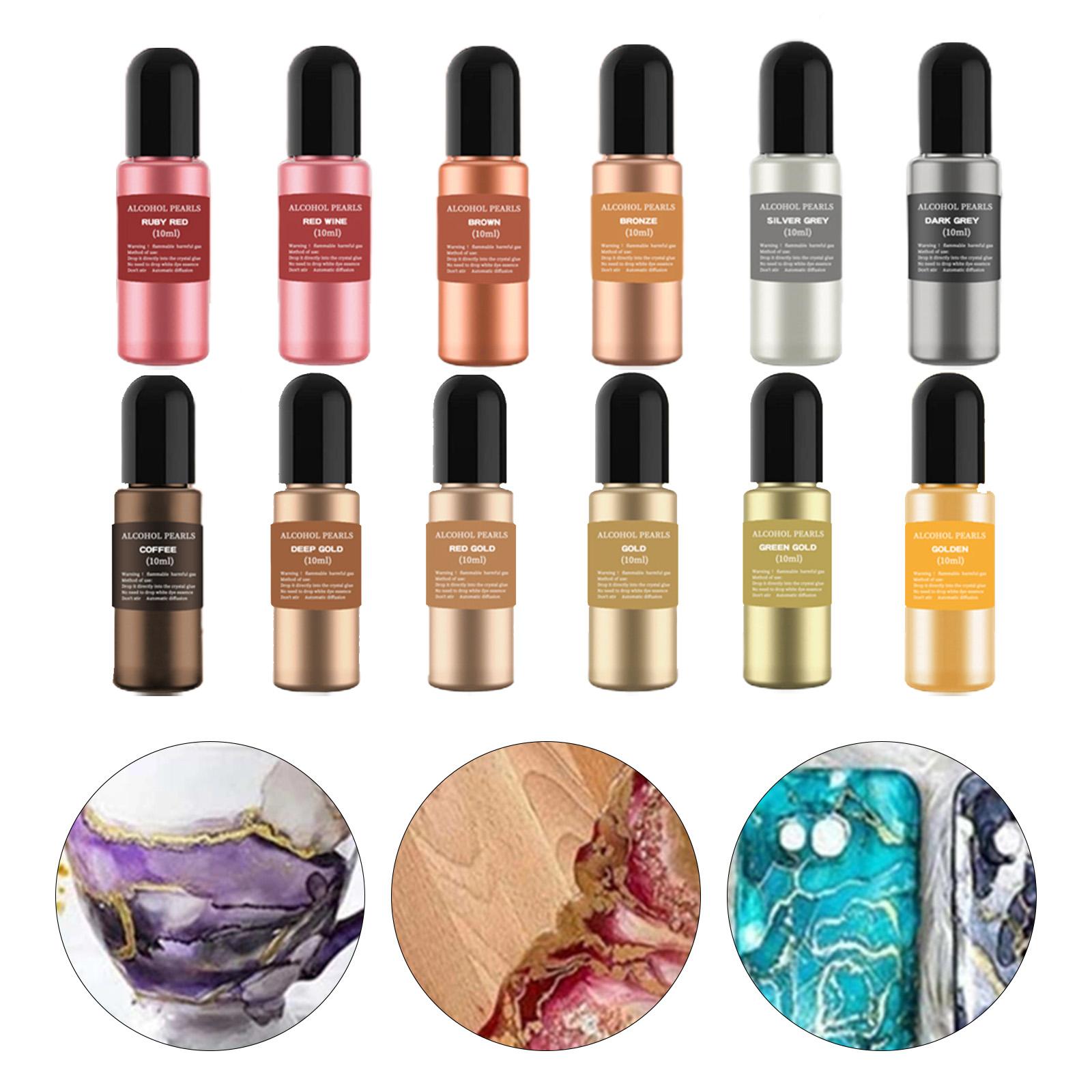 12 Bottles Metallic Alcohol In - огляд і ціна Resin Pigment Alcohol Ink