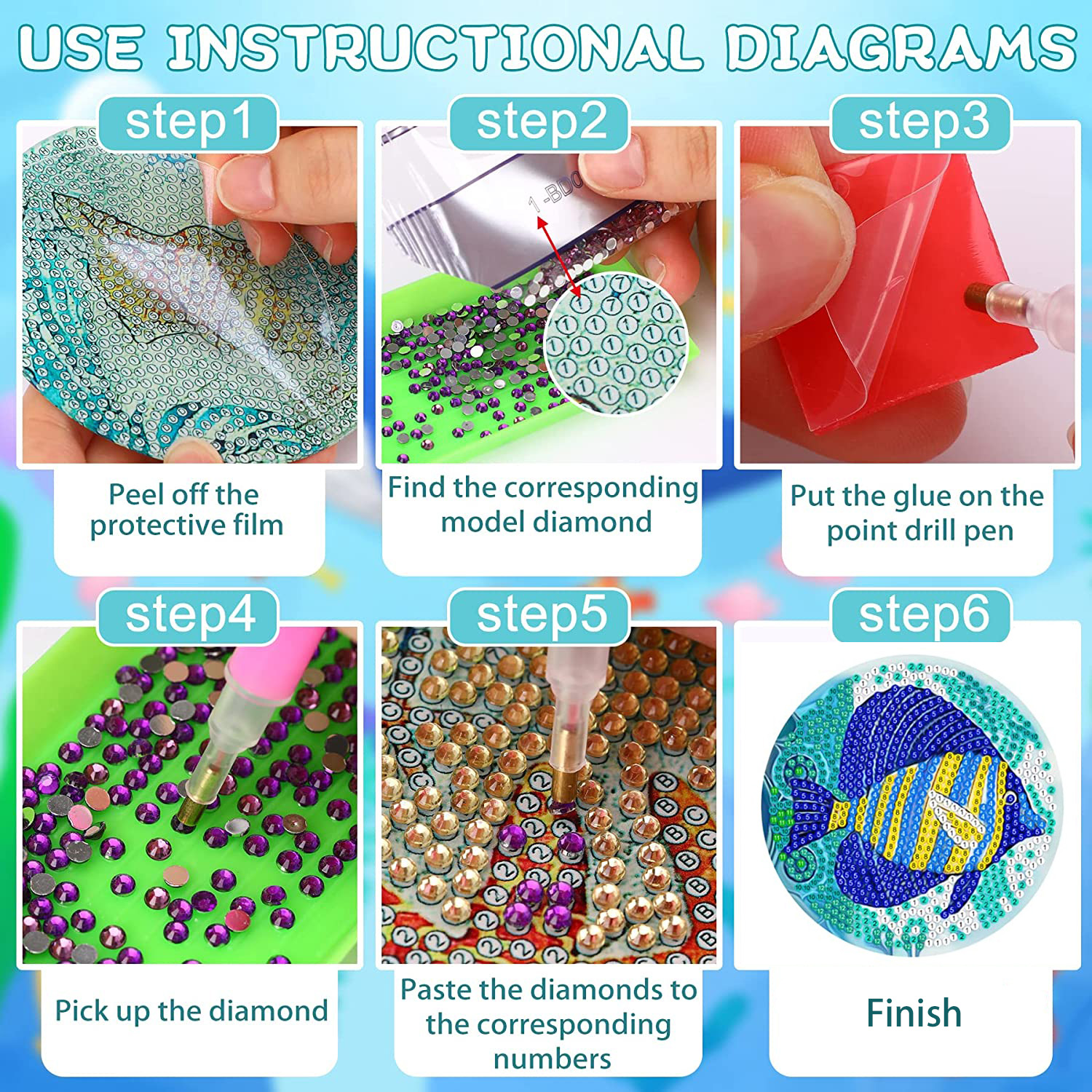 RUOPOTY 8pc/sets Diamond Paint - огляд і ціна Resin Art Kit For Beginners