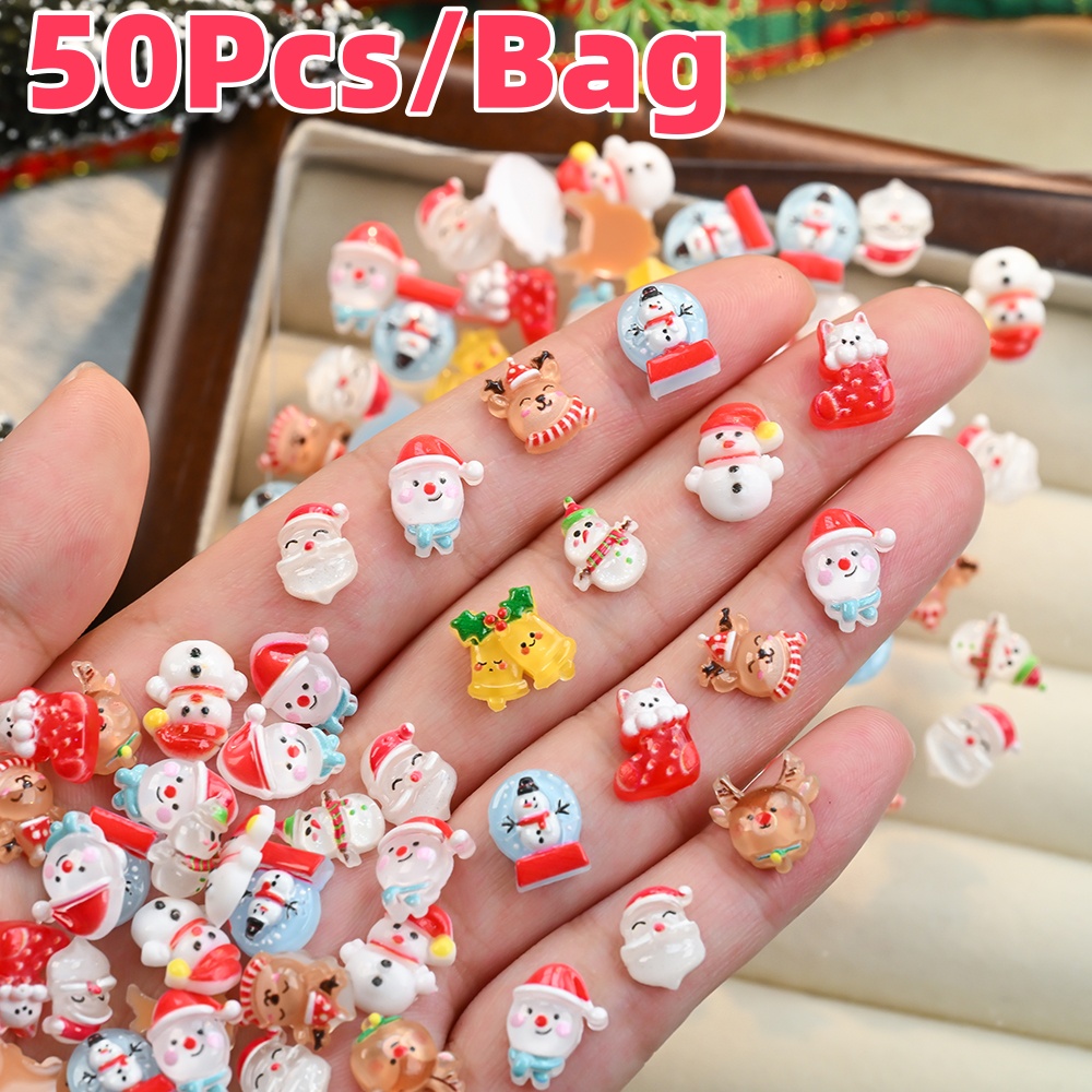50Pcs 3D Christmas Snowman Elk - огляд і ціна Xmas Resin Art