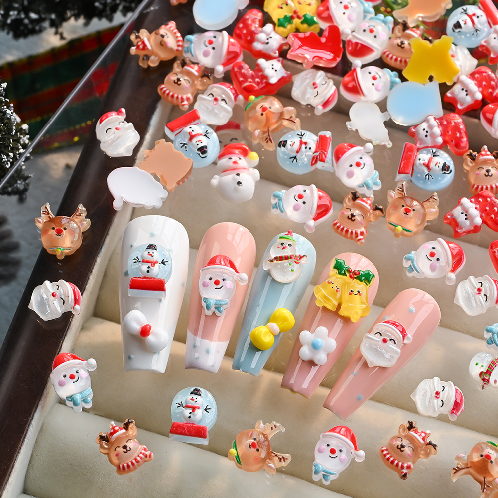 50Pcs 3D Christmas Snowman Elk - огляд і ціна Xmas Resin Art