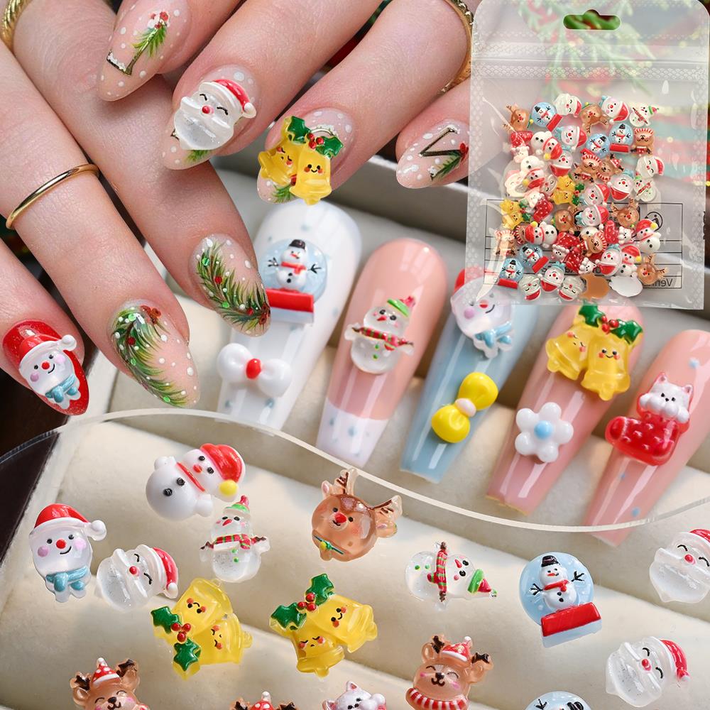 50Pcs 3D Christmas Snowman Elk - огляд і ціна Xmas Resin Art