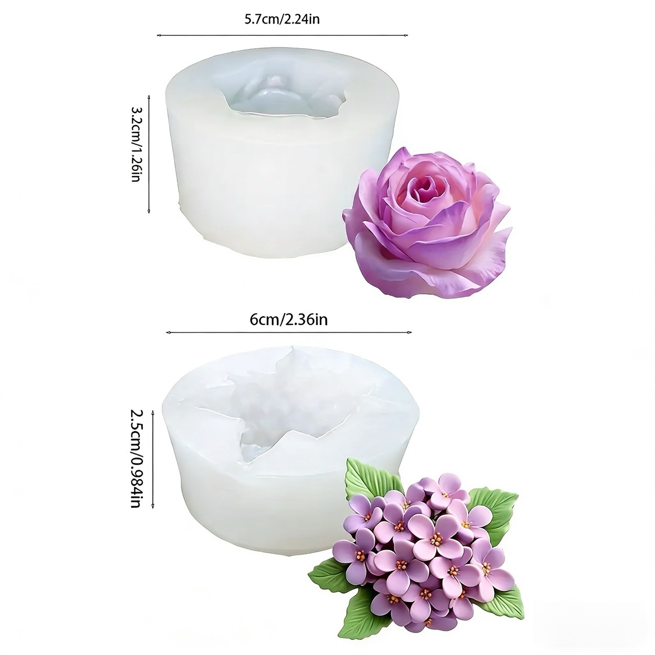 2-Piece 3D Rose and Lilac Sili - огляд і ціна Resin Art And Design