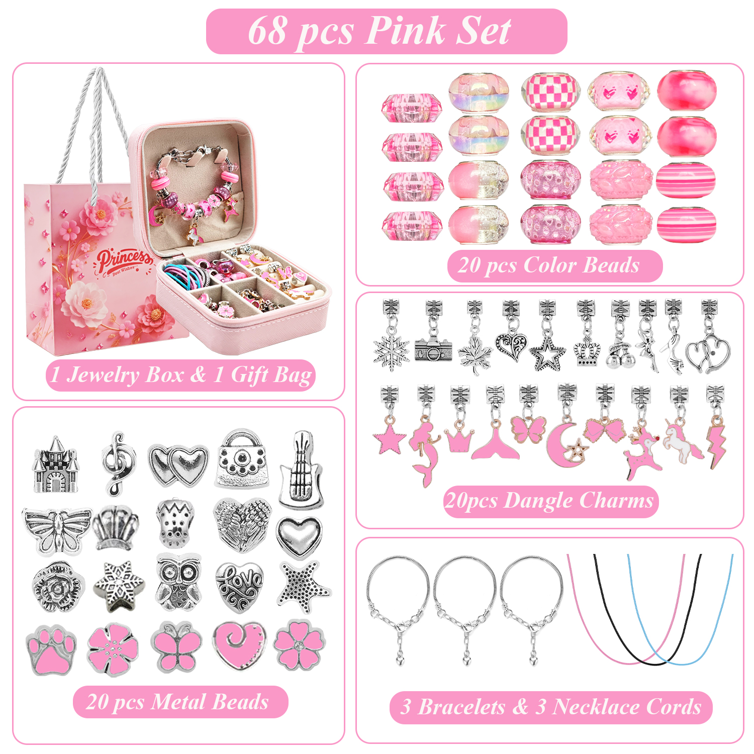 68pcs pink beaded jewelry set, - огляд і ціна Resin Art Gift Ideas