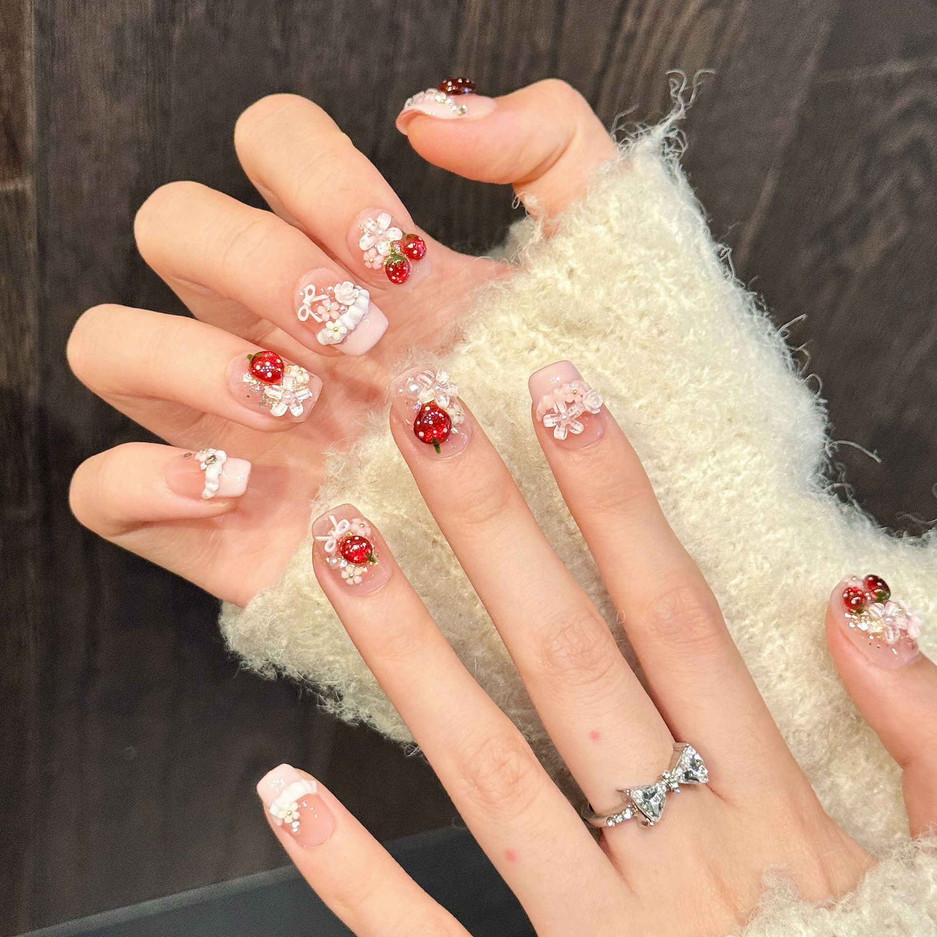 10pcs Cute Red Strawberry Pres - огляд і ціна Resin Art Flower