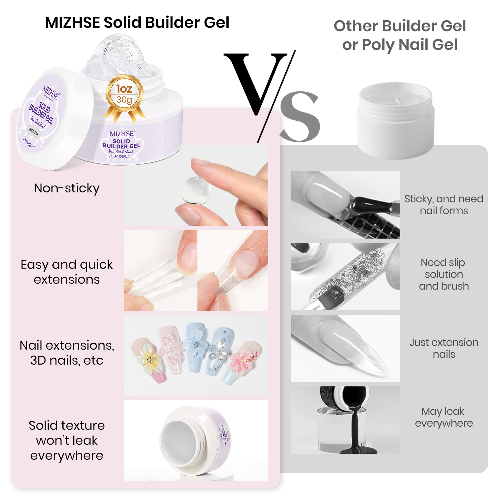 MIZHSE Builder Nail Gel White  - огляд і ціна Resin Art Gel