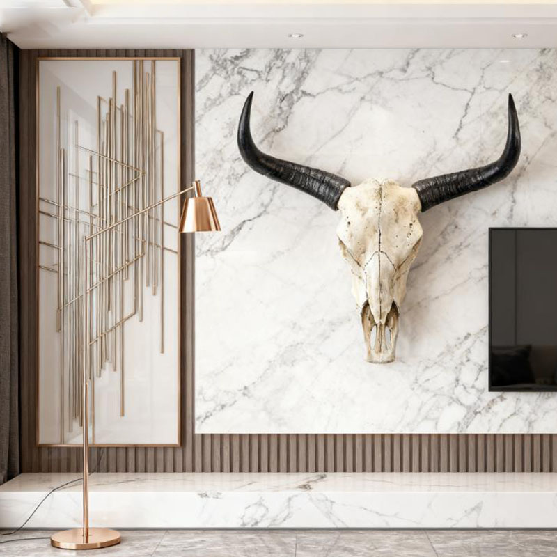 Long Horn Bull Skull Decor wit - огляд і ціна Resin Art And Design